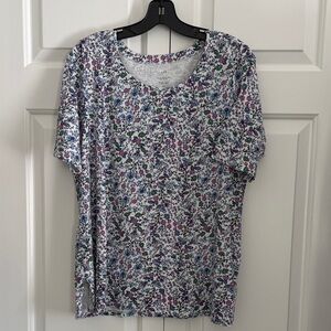 J. Jill Multicolor Floral Short Sleeve Top
